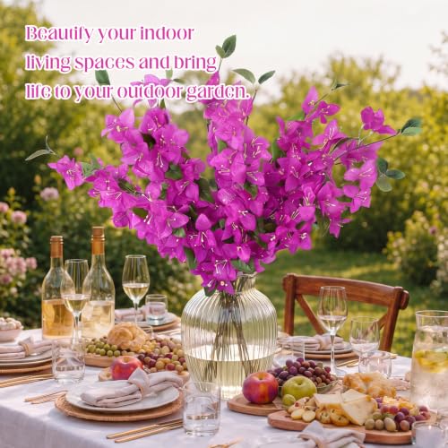 16 Pcs Fake Bougainvillea Bulk Silk Flower UV Resistant (Rose Purple)