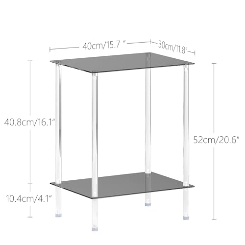 Tempered Glass Side Table (Black / 2 tier Normal)
