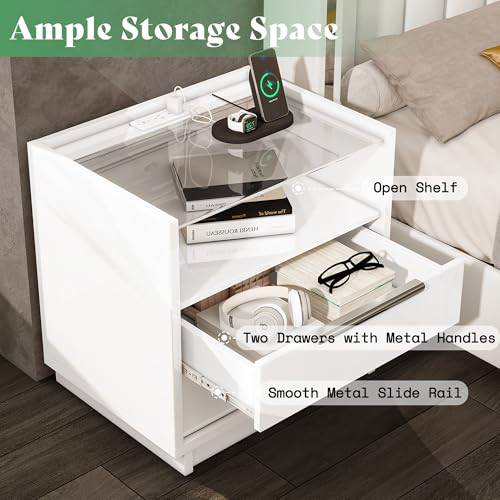 23.6" Nightstand Set of 2 (White)