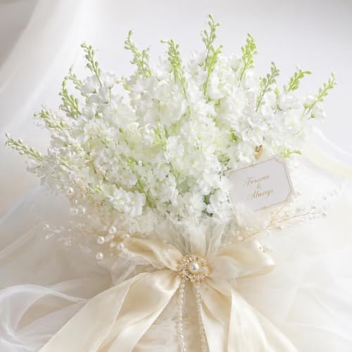 36 Pcs White Delphinium Artificial Flower Bulk (34.25" / White)