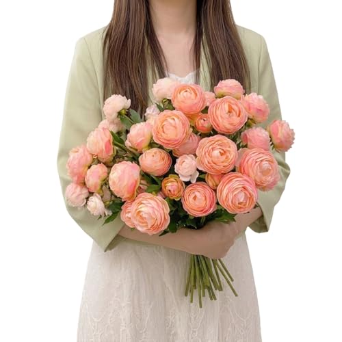 20 Stems Artificial Ranunculus Flowers (Blush Pink 20pcs)