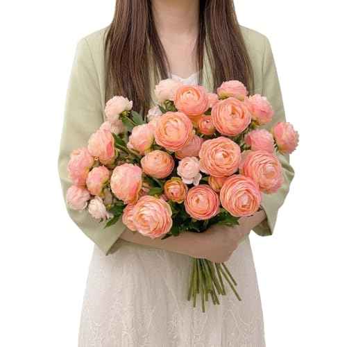 20 Stems Artificial Ranunculus Flowers (Blush Pink 20pcs)