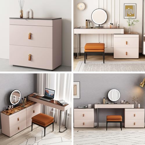 Nightstand with Glass Top (Pale Pink)