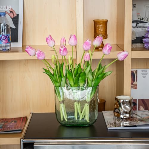 15pcs Artificial Tulips Flowers (15pcs Baby Pink (No Vase))