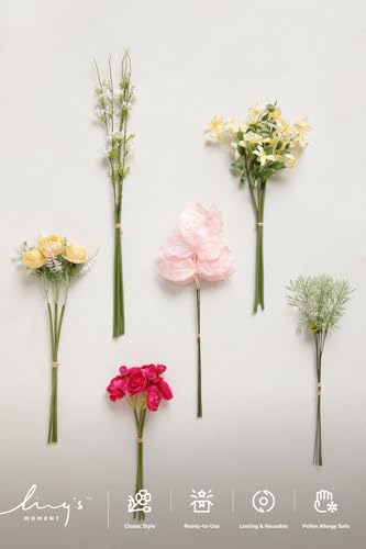 Artificial Faux Greenery Stems 27pcs Berry Pink Fake Greenery (Pk-passionate Pink & Blush)