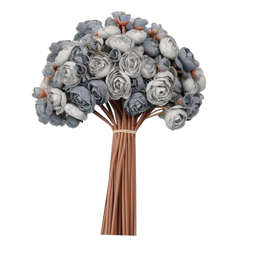 32Pcs Dusty Blue Ranunculus Artificial Flowers Home Wedding Decor (Dusty Blue)