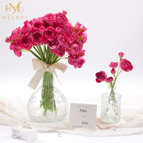 32Pcs Rose Red Ranunculus Artificial Flowers Home Wedding Decor (Rose Red)