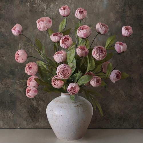 6 Pcs 27" Faux Silk Peony Artificial Flowers Stems for Vase (Blush Pink)