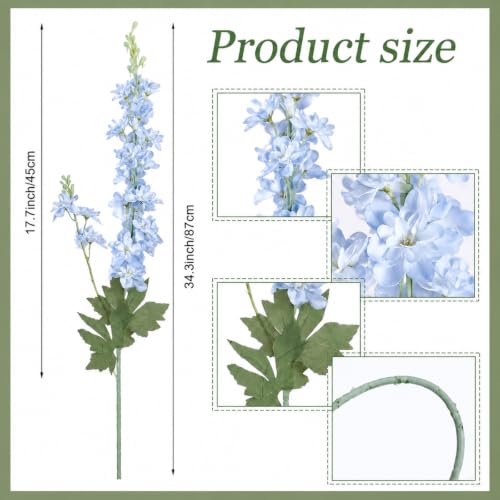 50 Pcs Blue Delphinium Artificial Flower Bulk (34.25" / Blue)