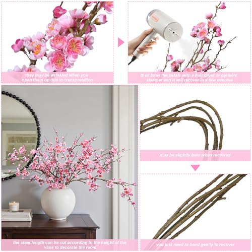 6 PCS Artificial Cherry Blossom Branches Spring Indoor Decoration (A-pink)