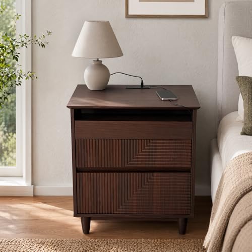 Nightstand with Charging Station (Walnut)