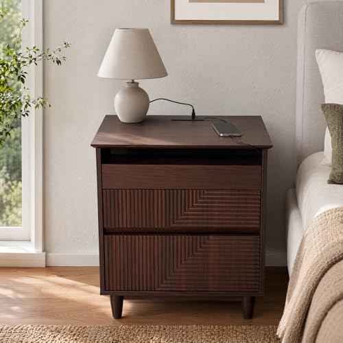Nightstand with Charging Station (Walnut)