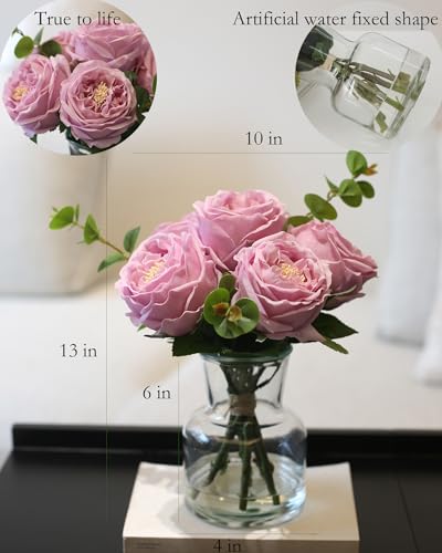 Artificial Flowers with Pinkish (Purple Artificial Peonies Flowers With Vase)