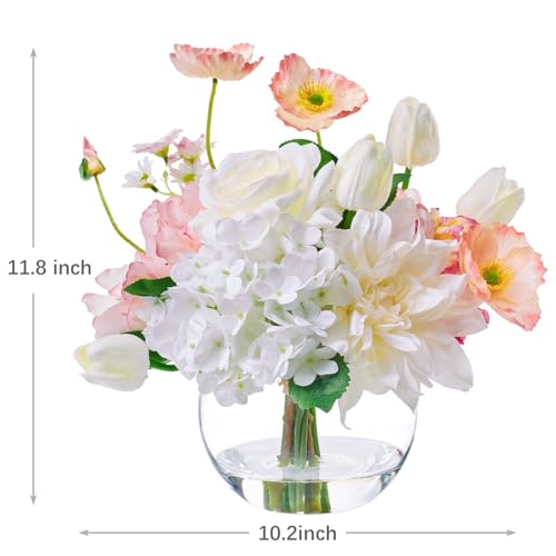 Artificial Flowers in Vase for Seasonal Decor (Mixed White)