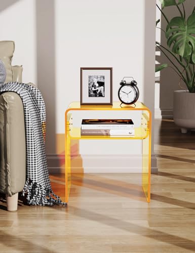 Clear Acrylic End Table 2 (Yellow)