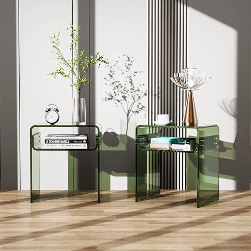 Clear Acrylic End Table 2 (Green Double)