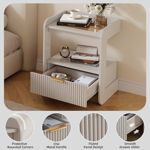 Fluted Nightstands Set of 2 (White)