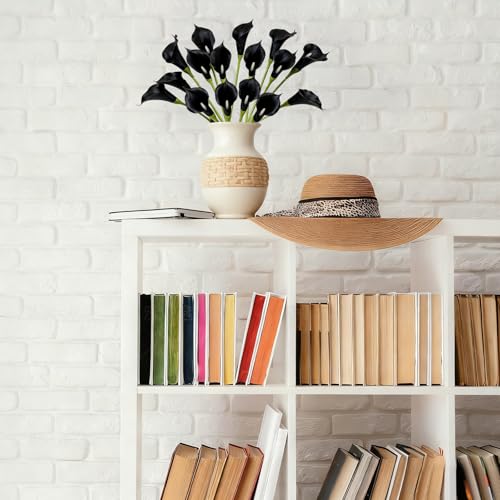 Black Calla Lily Artificial Flowers 22pcs 25" Faux Calla Lillies (Black)