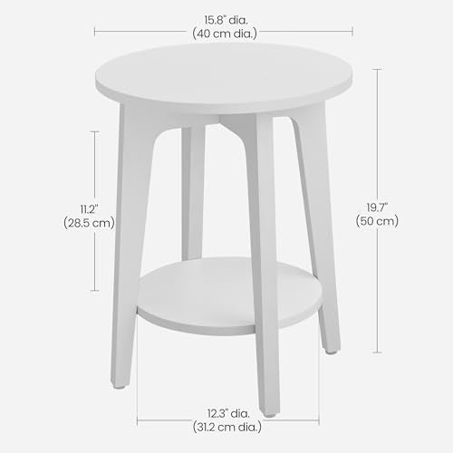 Round Side Table with Lower Shelf (Cloud White / 1 pack)