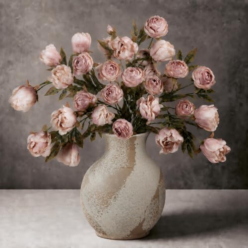 12 PCS 18" Faux Peonies Artificial Flowers Silk Flowers for Vase (Dusty Pink / 12P)