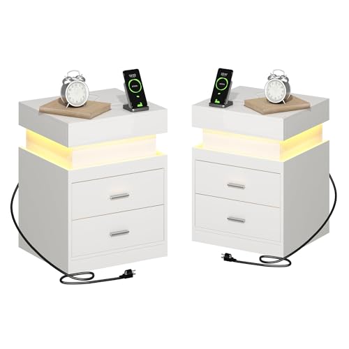 LED Nightstand Set of 2 (White / 2 Pack)