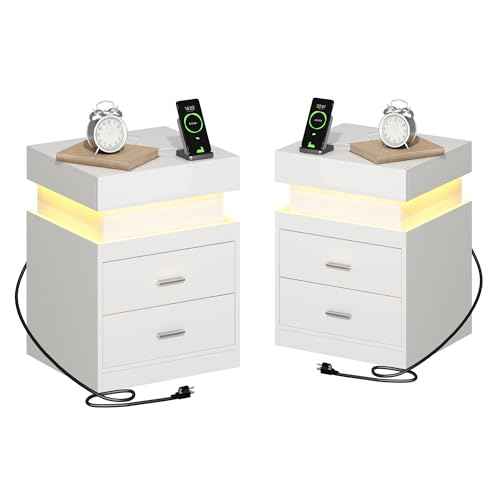 LED Nightstand Set of 2 (White / 2 Pack)