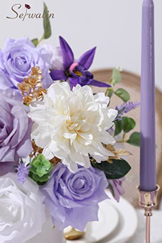 Artificial Flowers Combo Blue Fake Flowers for Wedding Home Decor (Purple White / 1 Box)