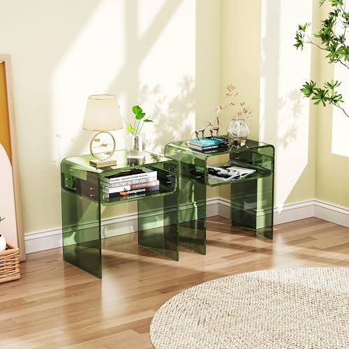 Clear Acrylic End Table 2 (Green Double)