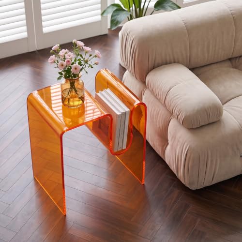 Acrylic Side Table (Amber Tint)