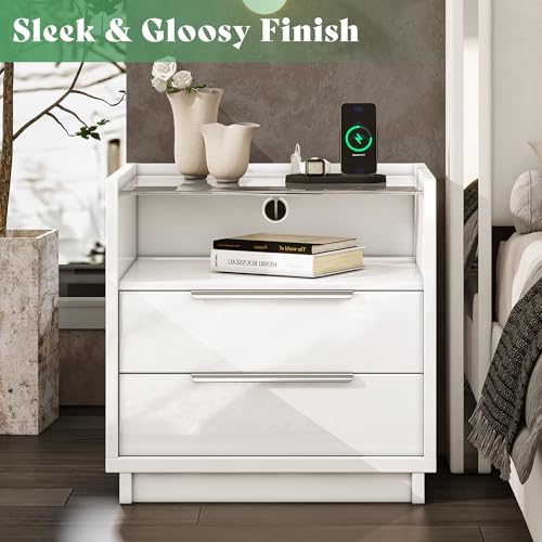 23.6" Nightstand Set of 2 (White)