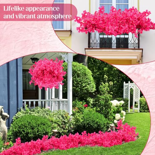 60 Pack Artificial Bougainvillea Bulk Silk Flower (Rose Red,)