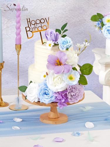 Artificial Flowers Combo Blue & Purple Fake Flowers for Wedding (Blue & Purple / 1 Box)