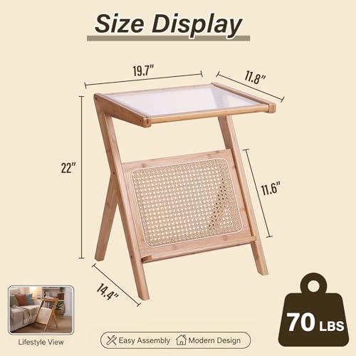 Large Wood Rattan Nightstand (Rattan-large-wood)