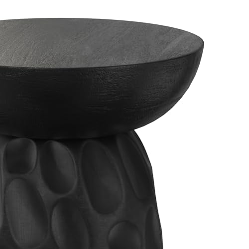 Boyd 13" Wide Solid Wood Round End Table in Black (Black / 13 inch)
