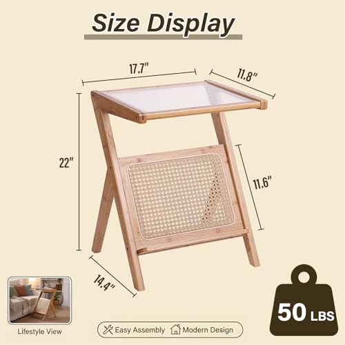 Wood Rattan Nightstand (Rattan-small-wood)