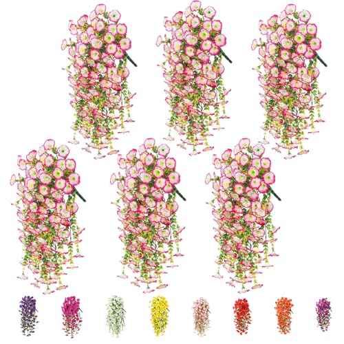 6 Pack Outdoor Artificial Flowers (Light Pink)