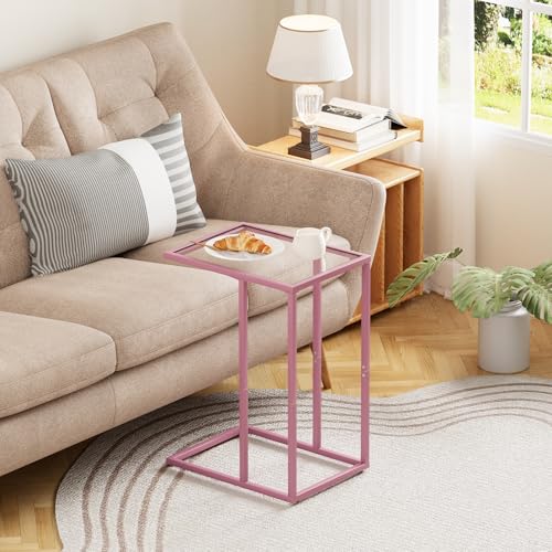 C Shaped End Table Set of 2 (Pink)