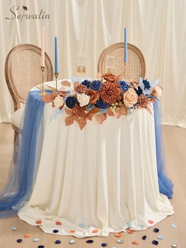 Burnt Orange & Navy Artificial Flowers (Athens Burnt Orange & Navy / 1 Box)