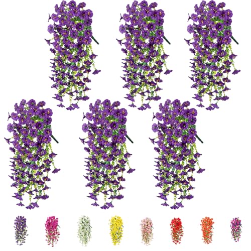 6 Pack Outdoor Artificial Flowers (Purple)
