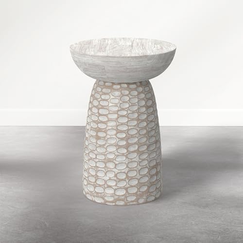 Boyd 13" Wide Solid Mango Wood Table in Distressed White (Distressed White / 13 inch)