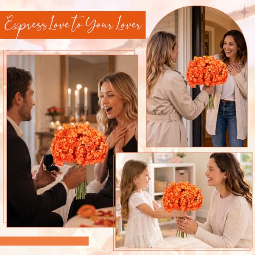 48 Pcs Ranunculus Artificial Flower (Orange)