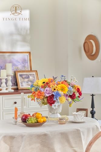 Rainbow Sunflower Artificial Flowers Box Combo Wedding Decor (Rainbow Colorful)