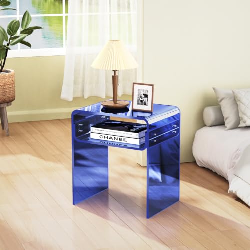 Acrylic Nightstand Bedside Side Table (Royal Blue)