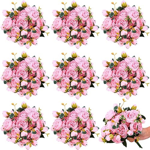 24 Bundles Artificial Peonies Flowers (Light Pink)