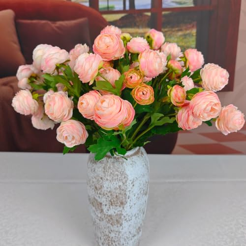 20 Stems Artificial Ranunculus Flowers (Blush Pink 20pcs)