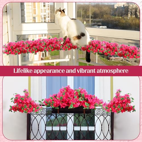 30 Pcs Fake Bougainvillea Bulk Silk Flower UV Resistant (Rose Red)