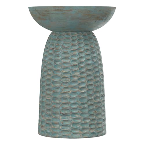 Boyd 16" Wide Solid Wood Round End Table in Teal Wash (Teal Wash / 16 inch)