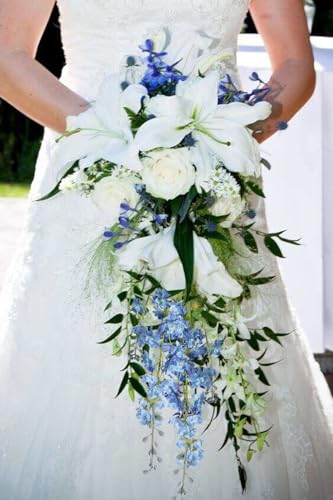 Blue Delphinium Artificial Flowers Combo Clematis Greenery 9 PCS (Blue)
