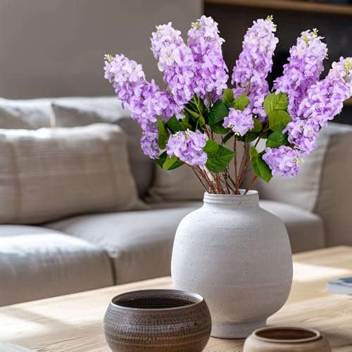 4PCS 30inch Lilac Artificial Flowers Purple Fake Delphinium Long Stem Silk Real Touch Flower Faux Lilac Floral Arrangement for Tall Vase Table Centerpieces Wedding Garden Home Decoration (30inch Purple / 4 Pcs)