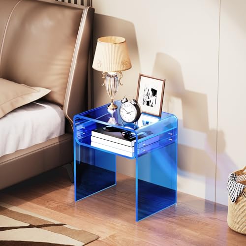 Clear Acrylic End Table 2 (Blue)